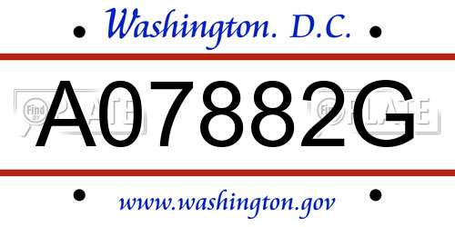 A07882G District Of Columbia License Plate