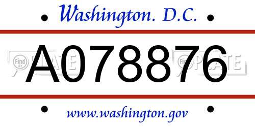 A078876 District Of Columbia License Plate