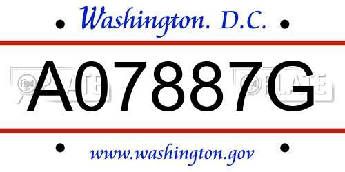 A07887G District Of Columbia License Plate