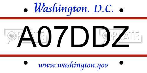 A07DDZ District Of Columbia License Plate
