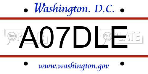 A07DLE District Of Columbia License Plate