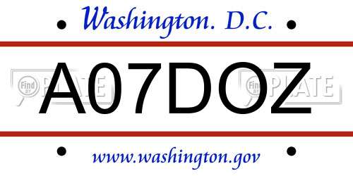 A07DOZ District Of Columbia License Plate