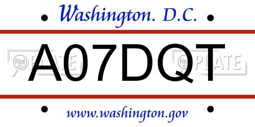 A07DQT District Of Columbia License Plate