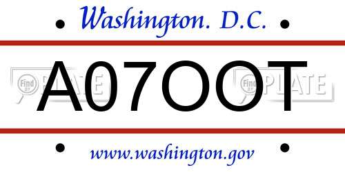 A07OOT District Of Columbia License Plate