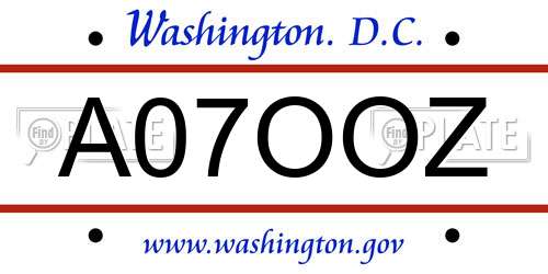 A07OOZ District Of Columbia License Plate