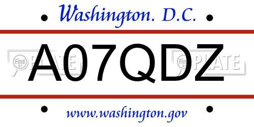 A07QDZ District Of Columbia License Plate