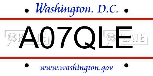 A07QLE District Of Columbia License Plate