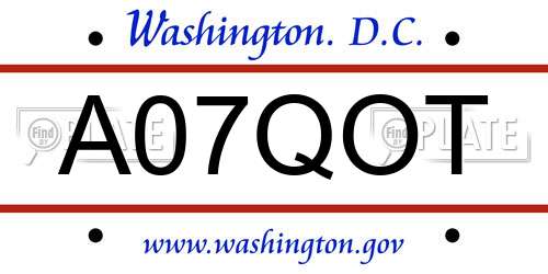 A07QOT District Of Columbia License Plate