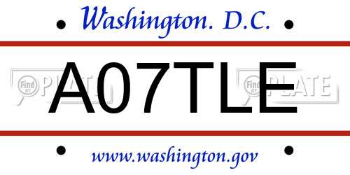 A07TLE District Of Columbia License Plate