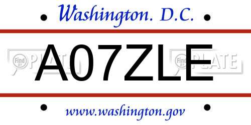 A07ZLE District Of Columbia License Plate