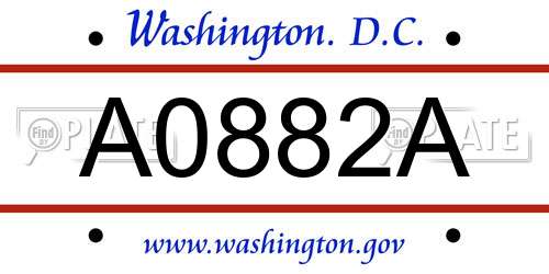 A0882A District Of Columbia License Plate