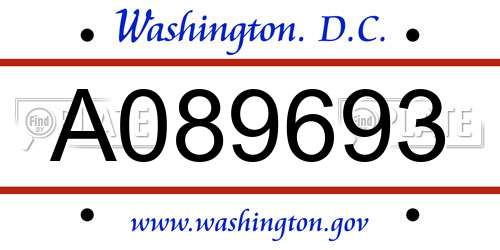 A089693 District Of Columbia License Plate