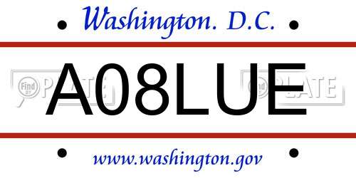 A08LUE District Of Columbia License Plate