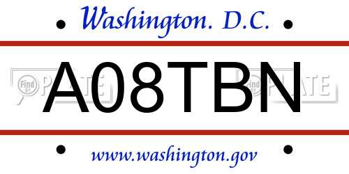 A08TBN District Of Columbia License Plate