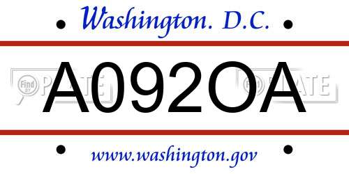 A092OA District Of Columbia License Plate