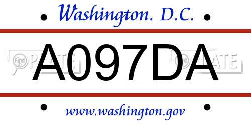 A097DA District Of Columbia License Plate