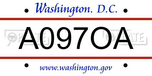 A097OA District Of Columbia License Plate