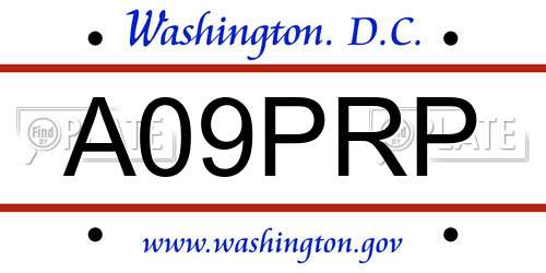 A09PRP District Of Columbia License Plate