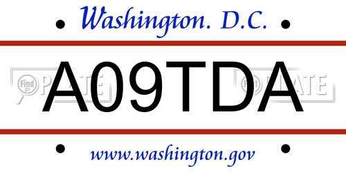 A09TDA District Of Columbia License Plate