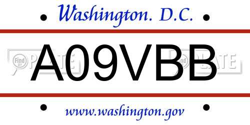 A09VBB District Of Columbia License Plate