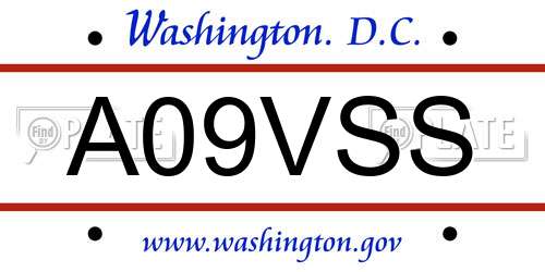 A09VSS District Of Columbia License Plate