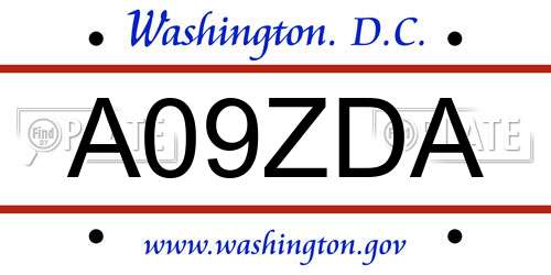 A09ZDA District Of Columbia License Plate