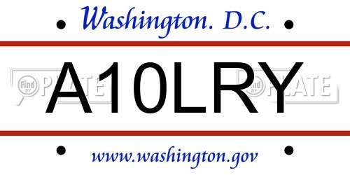 A10LRY District Of Columbia License Plate
