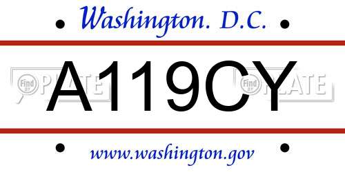 A119CY District Of Columbia License Plate