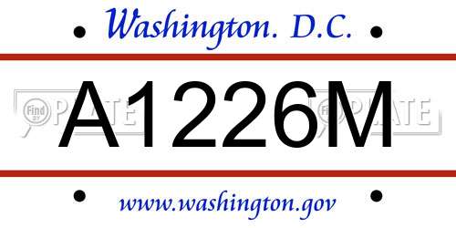 A1226M District Of Columbia License Plate