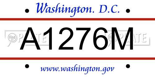 A1276M District Of Columbia License Plate