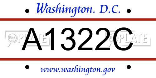 A1322C District Of Columbia License Plate