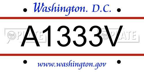 A1333V District Of Columbia License Plate