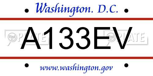 A133EV District Of Columbia License Plate