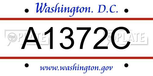 A1372C District Of Columbia License Plate