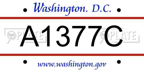 A1377C District Of Columbia License Plate