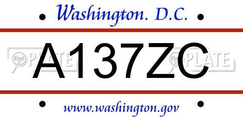 A137ZC District Of Columbia License Plate