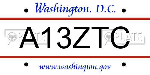 A13ZTC District Of Columbia License Plate