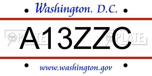 A13ZZC District Of Columbia License Plate