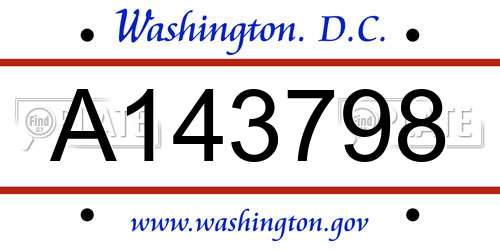 A143798 District Of Columbia License Plate