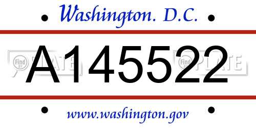 A145522 District Of Columbia License Plate