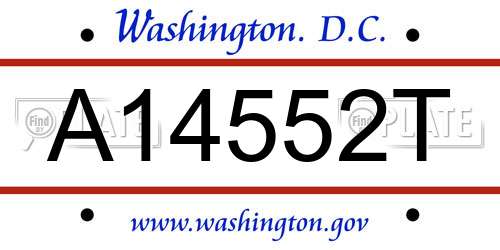 A14552T District Of Columbia License Plate