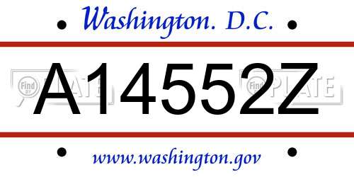 A14552Z District Of Columbia License Plate
