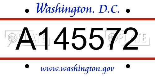 A145572 District Of Columbia License Plate
