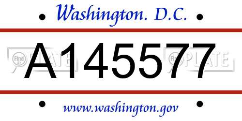 A145577 District Of Columbia License Plate
