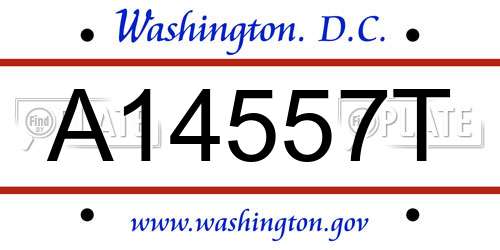 A14557T District Of Columbia License Plate