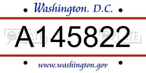 A145822 District Of Columbia License Plate