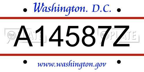 A14587Z District Of Columbia License Plate