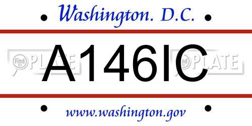A146IC District Of Columbia License Plate