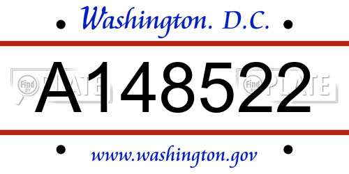A148522 District Of Columbia License Plate