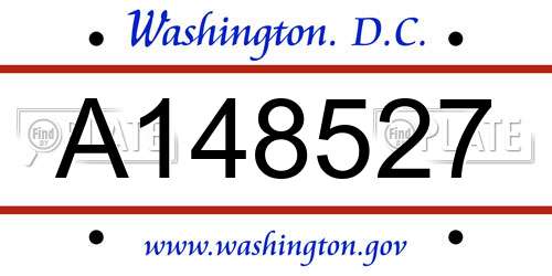 A148527 District Of Columbia License Plate